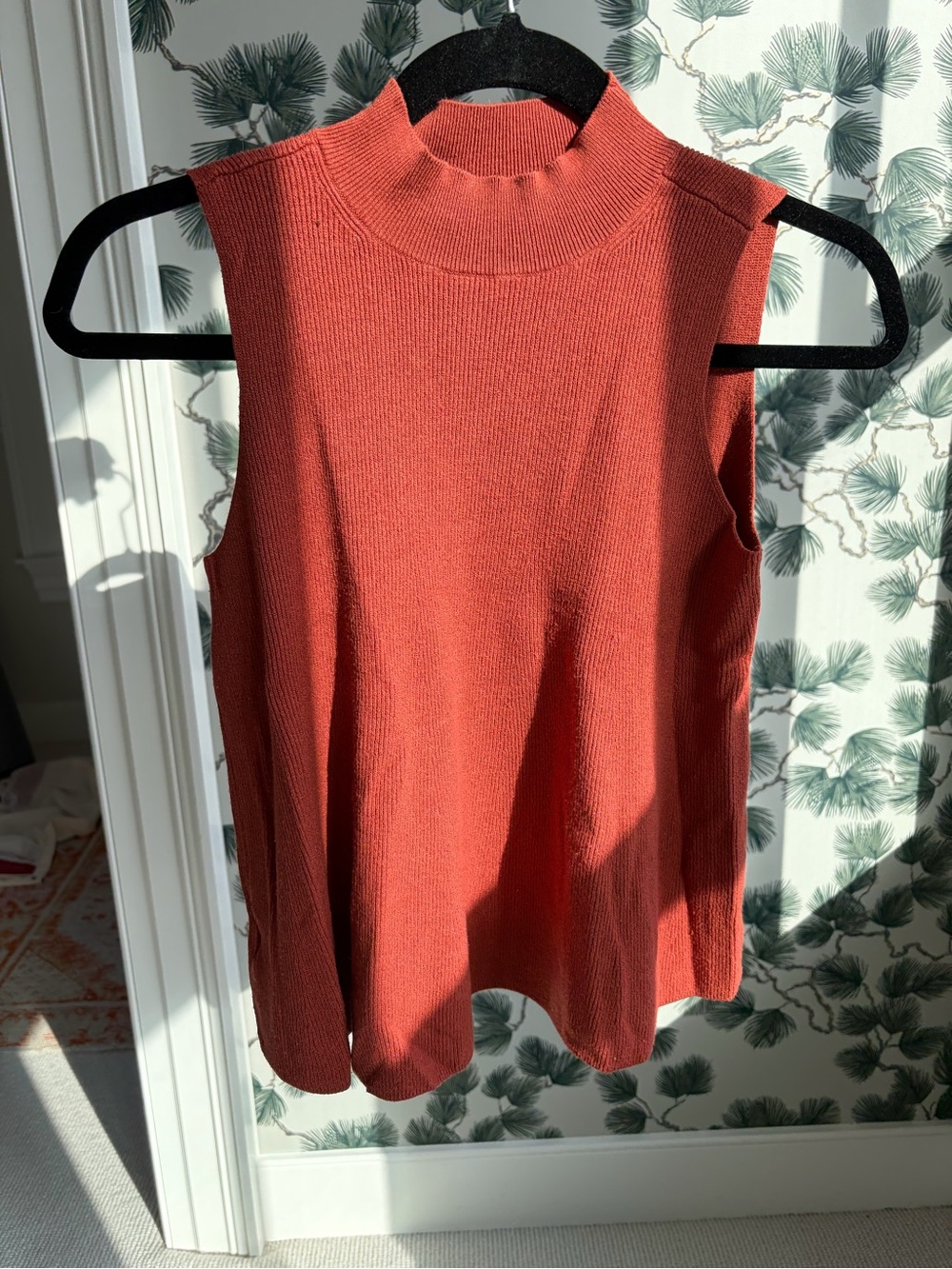 LOFT Sleeveless Mock Neck Tank - Rust Orange